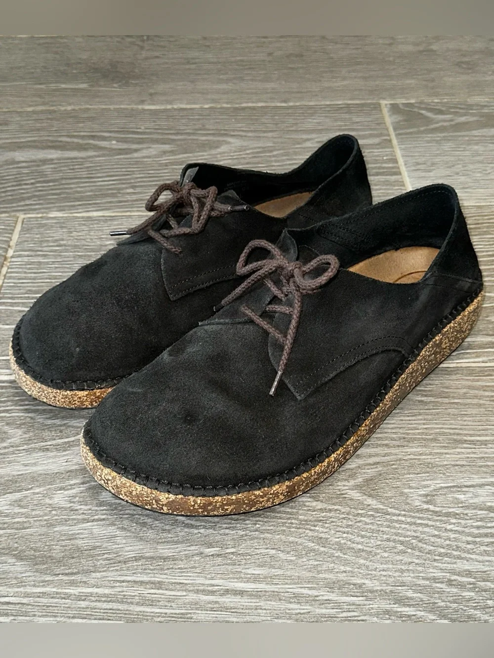 Birkenstock Gary Black Soft Suede Oxford Lace Up Barefoot Casual Men’s 13 Shoe